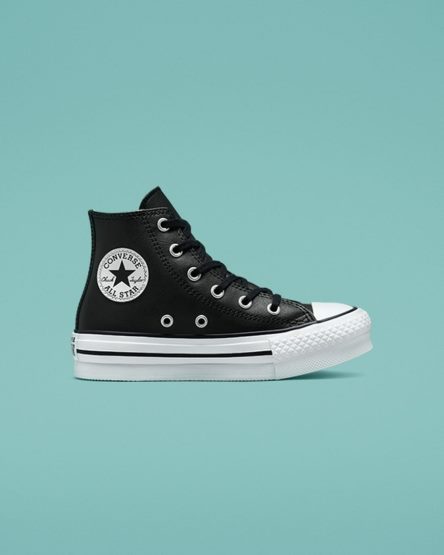 Zapatos Plataforma Converse Chuck Taylor All Star Lift Cuero Altas Niña Negras Beige Blancas | PE EWP548